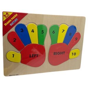 Wooden educational puzzle Hands colors numbers Battat Vintage New from 1999